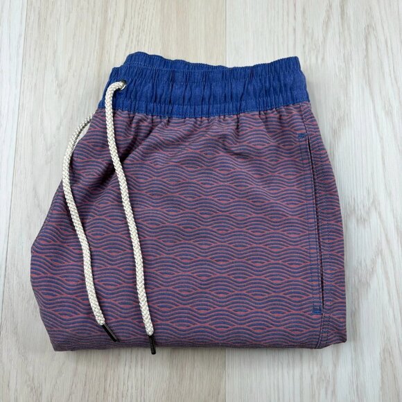 Fair Harbor Mens Blue Wave Print Drawstring Waist Swim Trunk Shorts Size XL - Picture 9 of 9